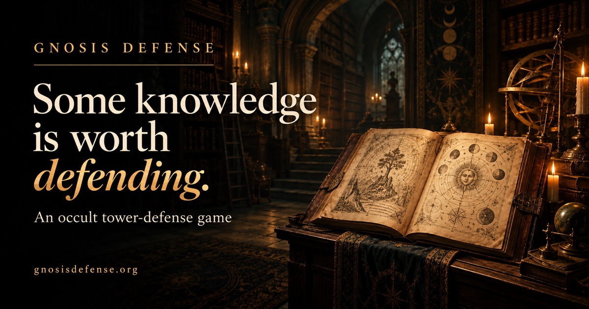 Gnosis Defense in a candlelit forbidden library